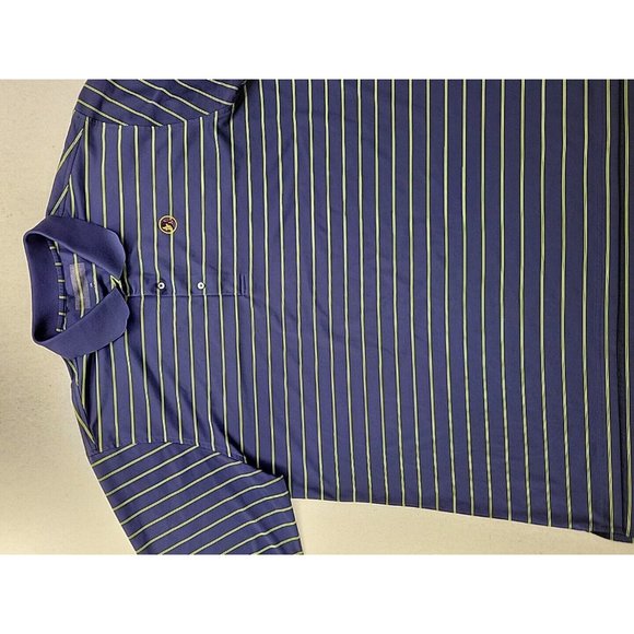 Men's XXL Navy Green Stripe Performance Seminole Golf Club Polo "Barracuda Cup" - Picture 6 of 12